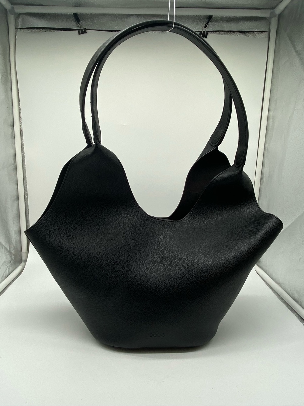 BCBG Black Sculpted PU Shoulder Tote